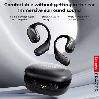 Lenovo ERAZER X9 Wireless Earphones – Open-Ear Sports Bluetooth Headphones, Powerful Sound, Noise Reduction, Waterproof, Mic