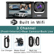 WiFi 3-Channel Mini Car DVR – 1080P FHD Dash Cam, Inside Vehicle Camera, Three-Way Recorder, Black Box
