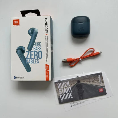 Original JBL Tune 225TWS True Wireless Earbuds – Bluetooth Stereo Headphones, Deep Bass Sound, Headset with Mic