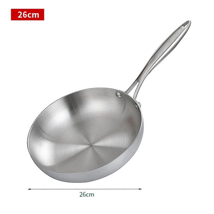 304 Stainless Steel Nonstick Frying Pan – Uncoated Steak Pan for Gas & Induction Cooktops, Durable Kitchen Cookware