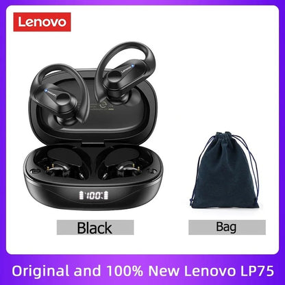 Original Lenovo LP75 TWS Earbuds – Bluetooth 5.3 Wireless Headphones, LED Display, Noise Reduction, Waterproof Headset