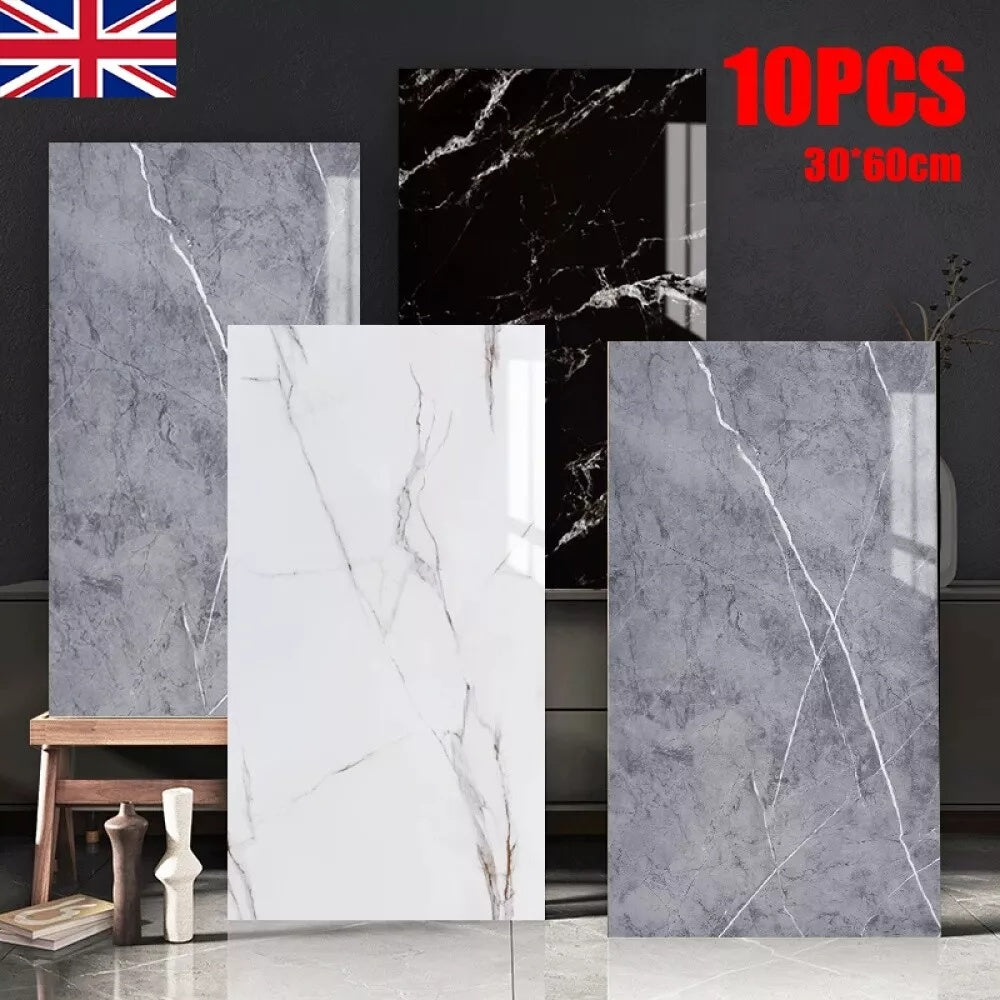 10Pcs Bathroom Wall Panels PVC Cladding Shower Wet Wall Tile Marble Effect Decor