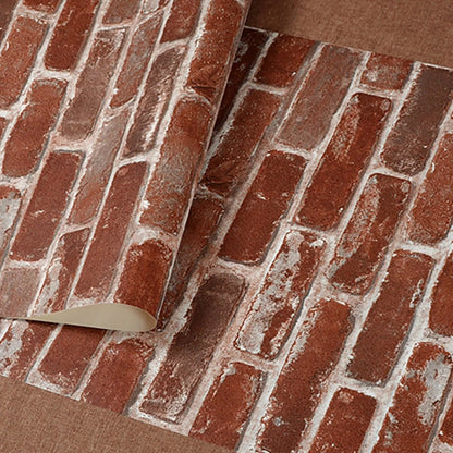 Papier peint texturé en pierre rustique effet brique vintage 3D réaliste rouge pour décoration d'intérieur