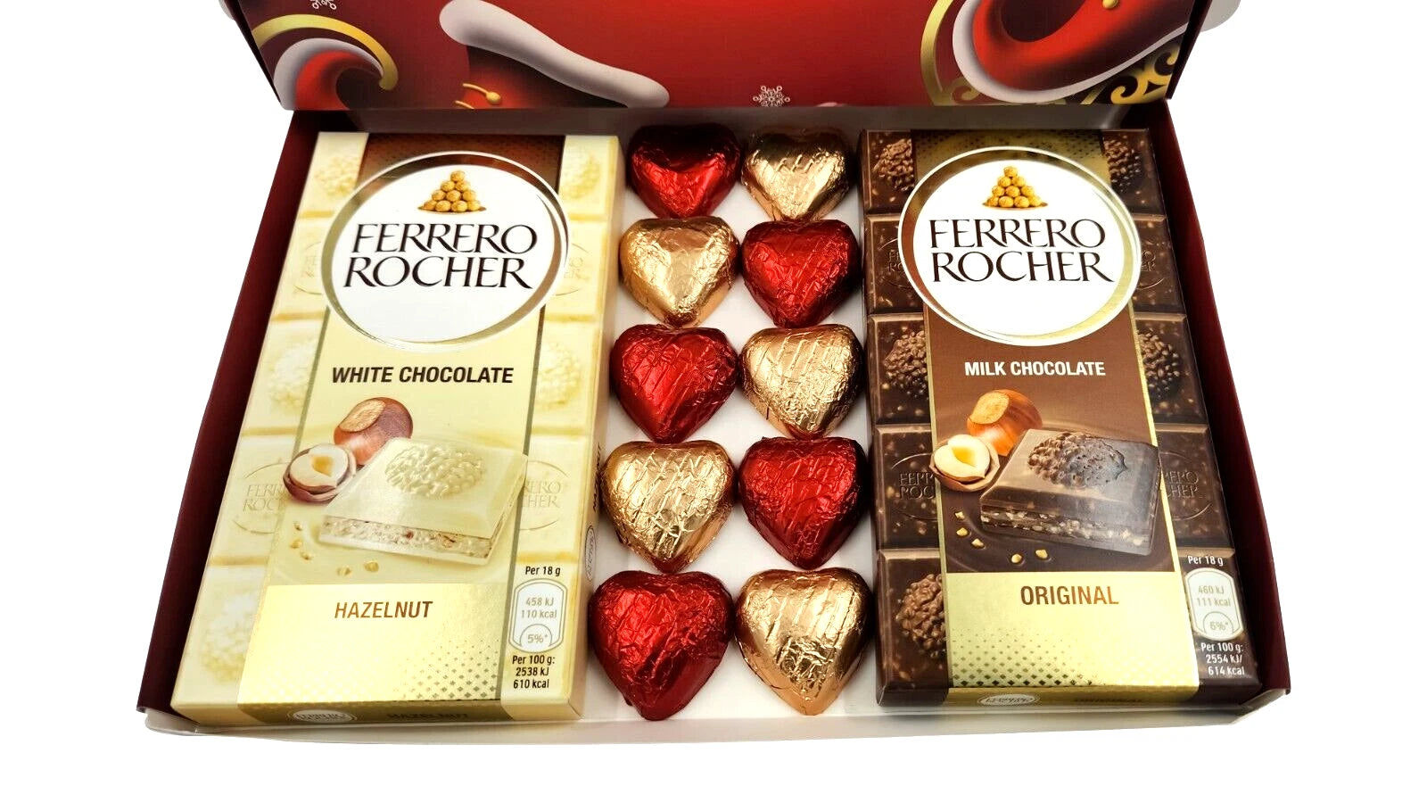 Ferrero Rocher Milk White Chocolate Bars Hearts Gift Box Hamper Christmas
