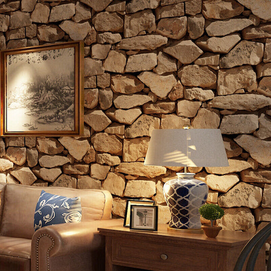 9.5M 3D Stone Effect Wallpaper – Textured Vinyl Vintage Brick Design for Living Room & Home Decor