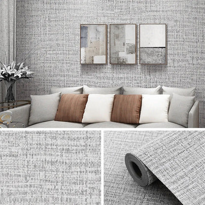 10m Grey Plain Linen Textured Wall Sticker Vinyl Self-Adhesive Wallpaper Rolls