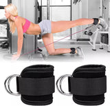 Pair Gym Straps Exercise Ankle Cuff Double D Ring WeightLifting Cable Attachment