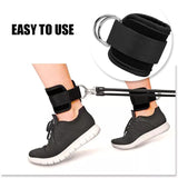 Pair Gym Straps Exercise Ankle Cuff Double D Ring WeightLifting Cable Attachment