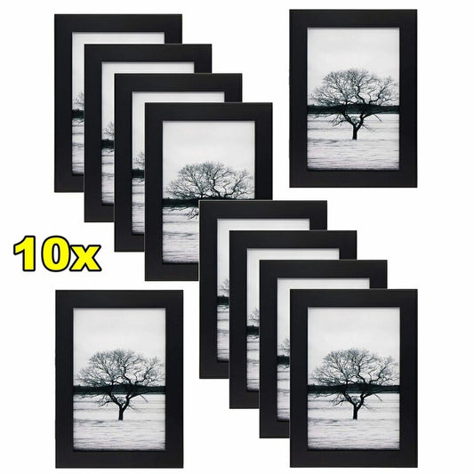 10 Pack Photo Frames 6x4 Multi Black Picture Frames Wall Mount Certificate Frame