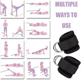 Pair Gym Straps Exercise Ankle Cuff Double D Ring WeightLifting Cable Attachment