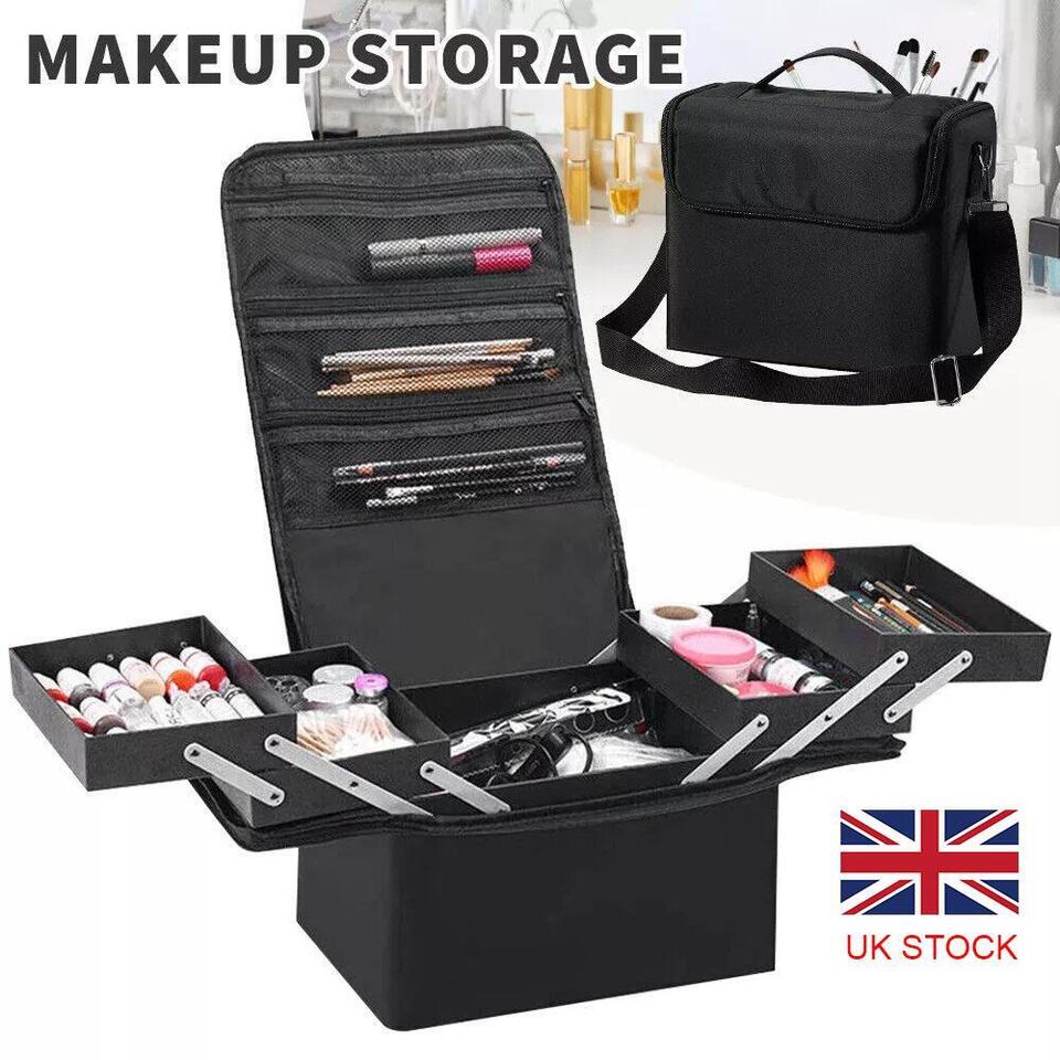 Extra Large Vanity Case Beauty Box Make up Jewelry Cosmetic Nail Storage Box UK