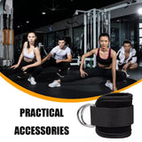 Pair Gym Straps Exercise Ankle Cuff Double D Ring WeightLifting Cable Attachment