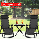 3 Piece Zero Gravity Reclining Garden Patio Deck Chair Sun Lounger & Table Set