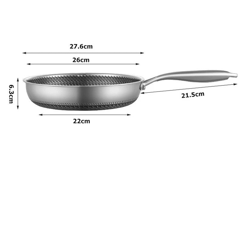 Stainless Steel Non-Stick Frying Pan with Lid – Honeycomb Skillet for Induction, Gas, Electric & Ceramic Cooktops