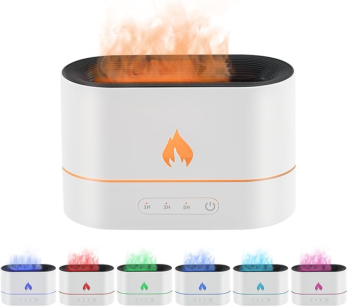 "Flame Aroma Diffuser - 200mL Essential Oil Humidifier with 3D Flame Night Light for Bedroom, Home, and Office Fragrance"