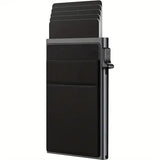 1pc Side Push Pop Up Card Holder, Thin RFID Blocking Card Case, Can Hold 9 Cards