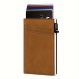 1pc Side Push Pop Up Card Holder, Thin RFID Blocking Card Case, Can Hold 9 Cards