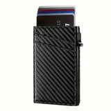 1pc Side Push Pop Up Card Holder, Thin RFID Blocking Card Case, Can Hold 9 Cards